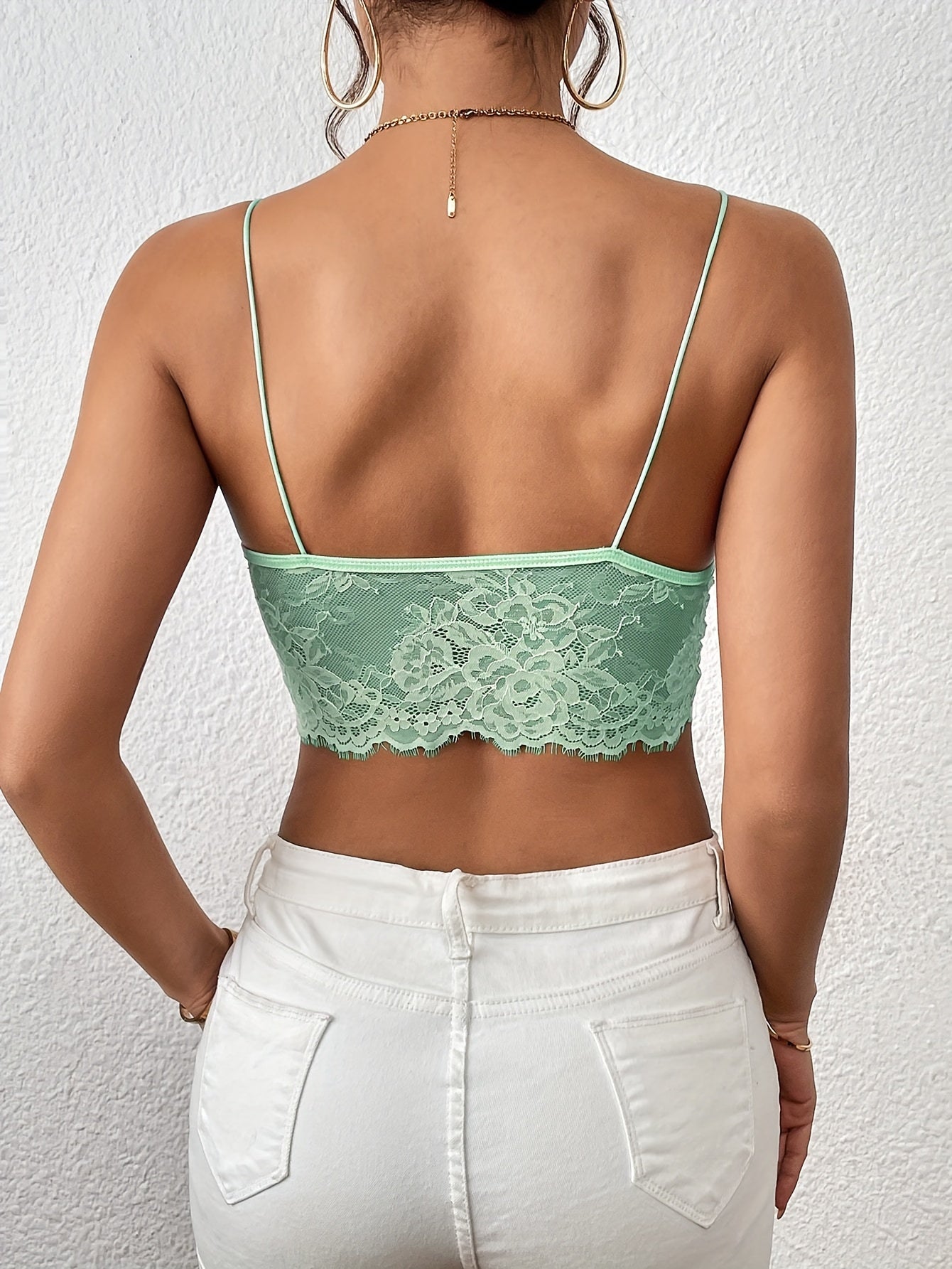 Cutout Floral Lace Crop Cami Top