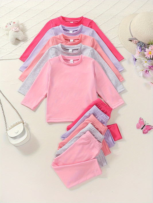 Girls' 5pcs Thin Breathable & Comfy Outfit Set