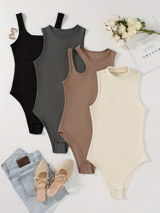 4 Pack Vibrant Solid Color Bodysuits