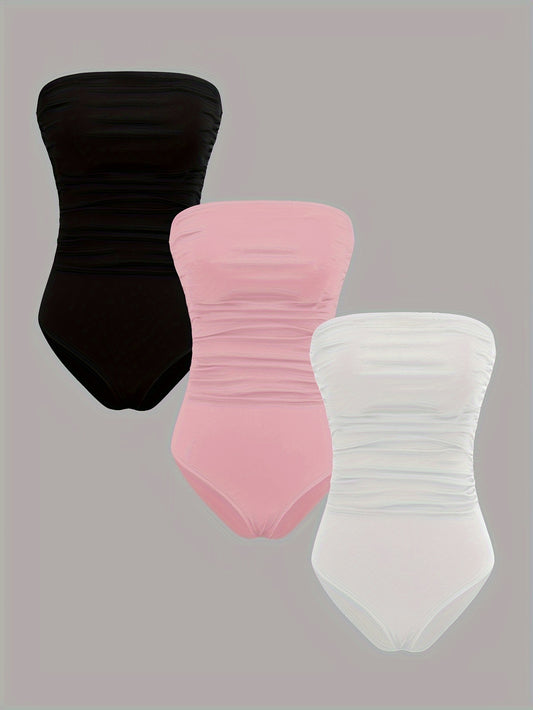 3-Pack Flattering Backless Ruched Bodysuit
