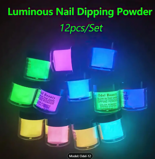 12pcs/Set Luminous Glow-in-the-Dark Dip Powder