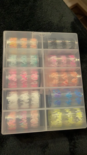 10 Rolls Glow-in-the-Dark Flame Nail Foil Transfer Stickers Kit