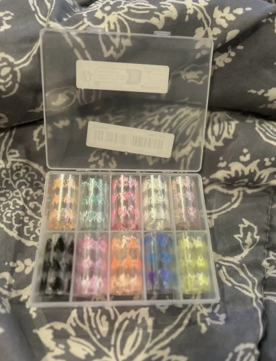 10 Rolls Glow-in-the-Dark Flame Nail Foil Transfer Stickers Kit