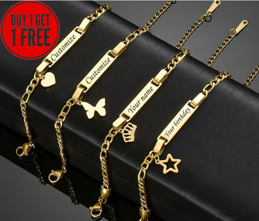 Custom Engraved Pendant Titanium Steel Bracelet
