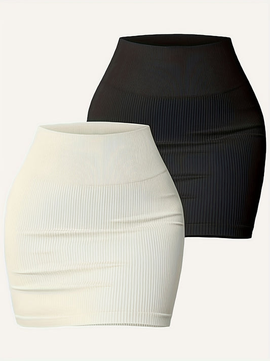 2 Pcs Bodycon Mini Skirt