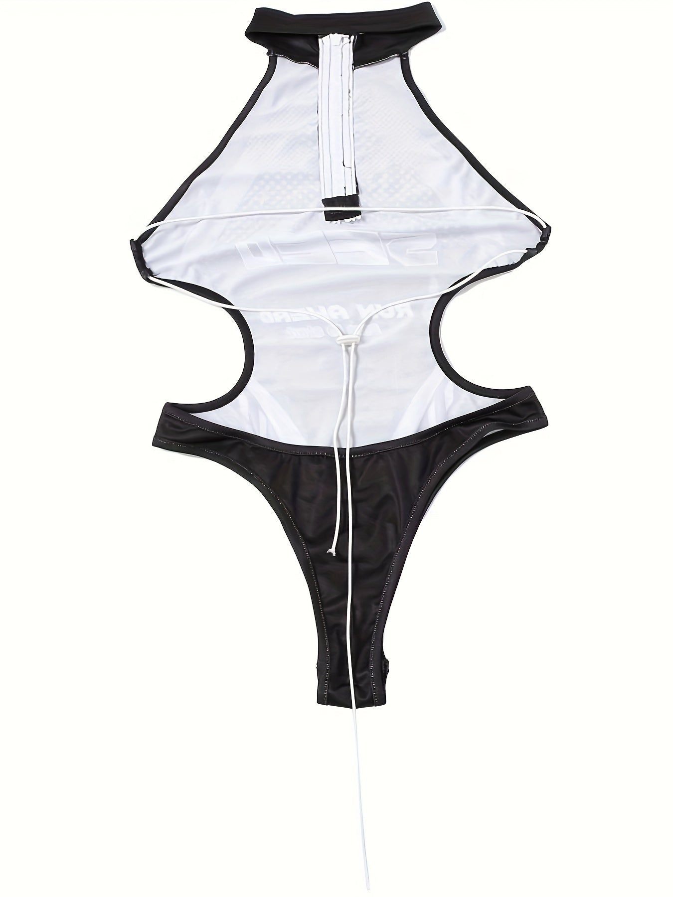 Sultry Letter Print Cut-Out Bodysuit