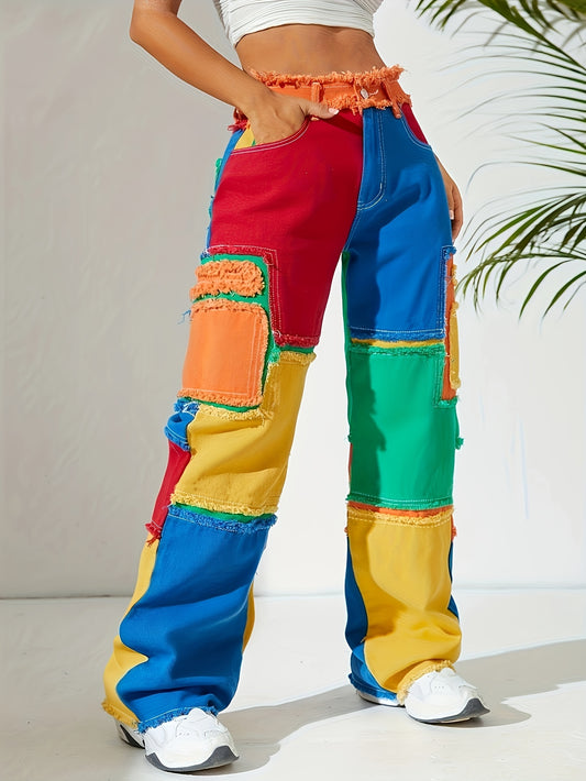 Colorblock Denim Jeans