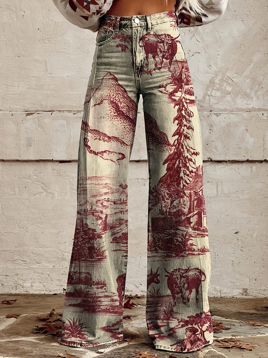 Denim Wide Leg Pants 3D Trendy Flared Pants