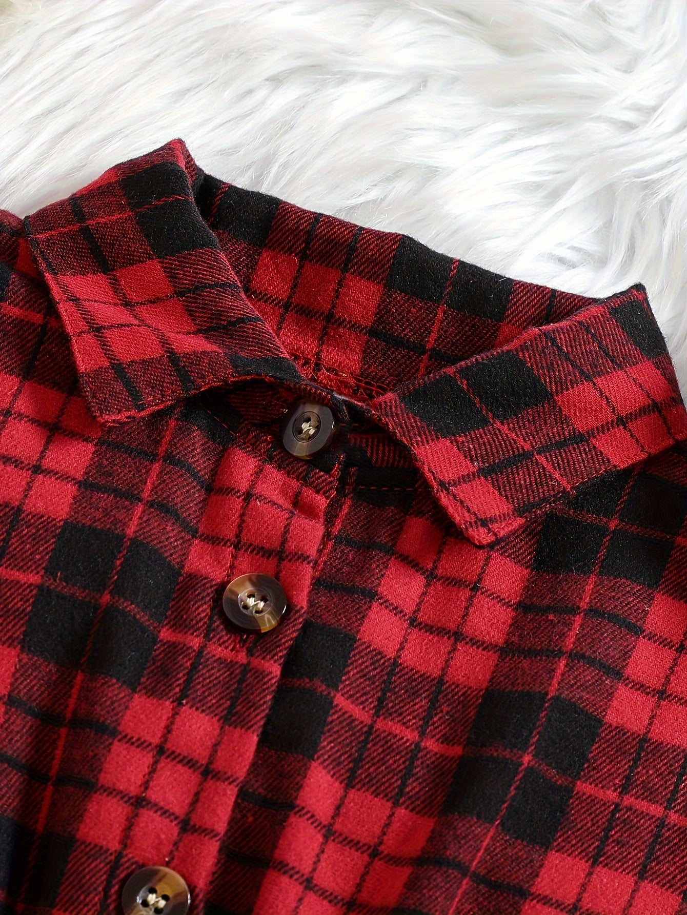 Little Girl Plaid Long Sleeve Shirt Dress