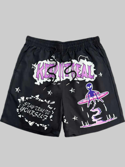 Men's STAY TRUE TO YOURSELF Letter Print Shorts