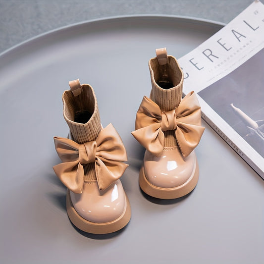 Fashionable Girls Bowknot Solid Color Loafers