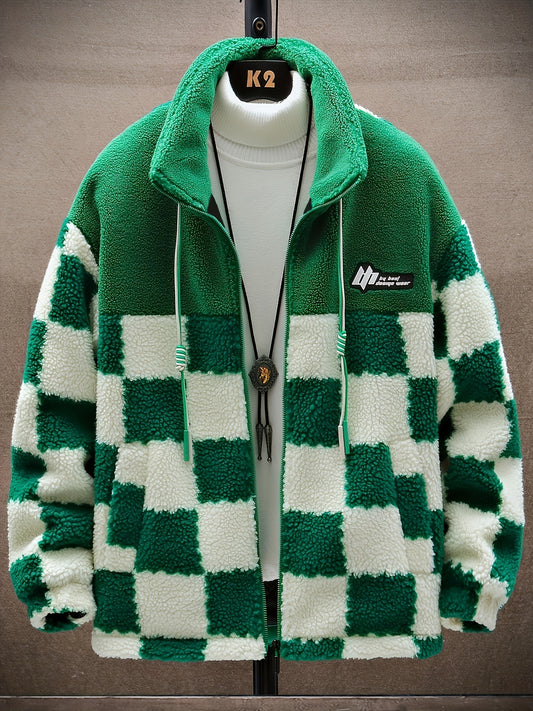 Thick Plaid Lambswool Jacket with Polar Fleece Lining