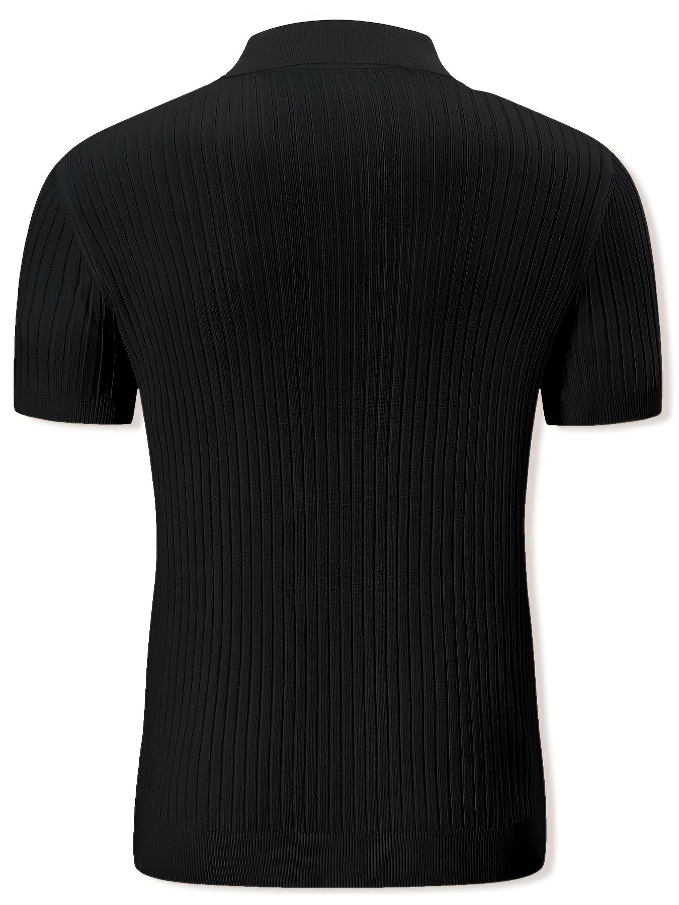 Men's Ribbed And Knit Short Sleeve Lapel Collar Shirt