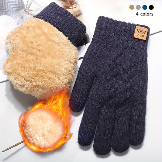 1 Pair of Ultra-Warm, Thick, and Plush Fleece Lined Touchscreen Gloves for Winter