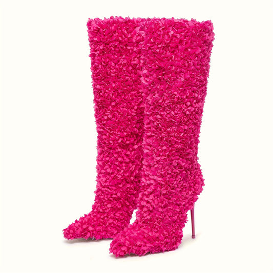 Floral High-Heel Over-the-Knee Boots