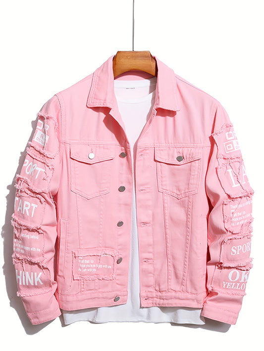 Mens Classic Lapel Collar Denim Jacket