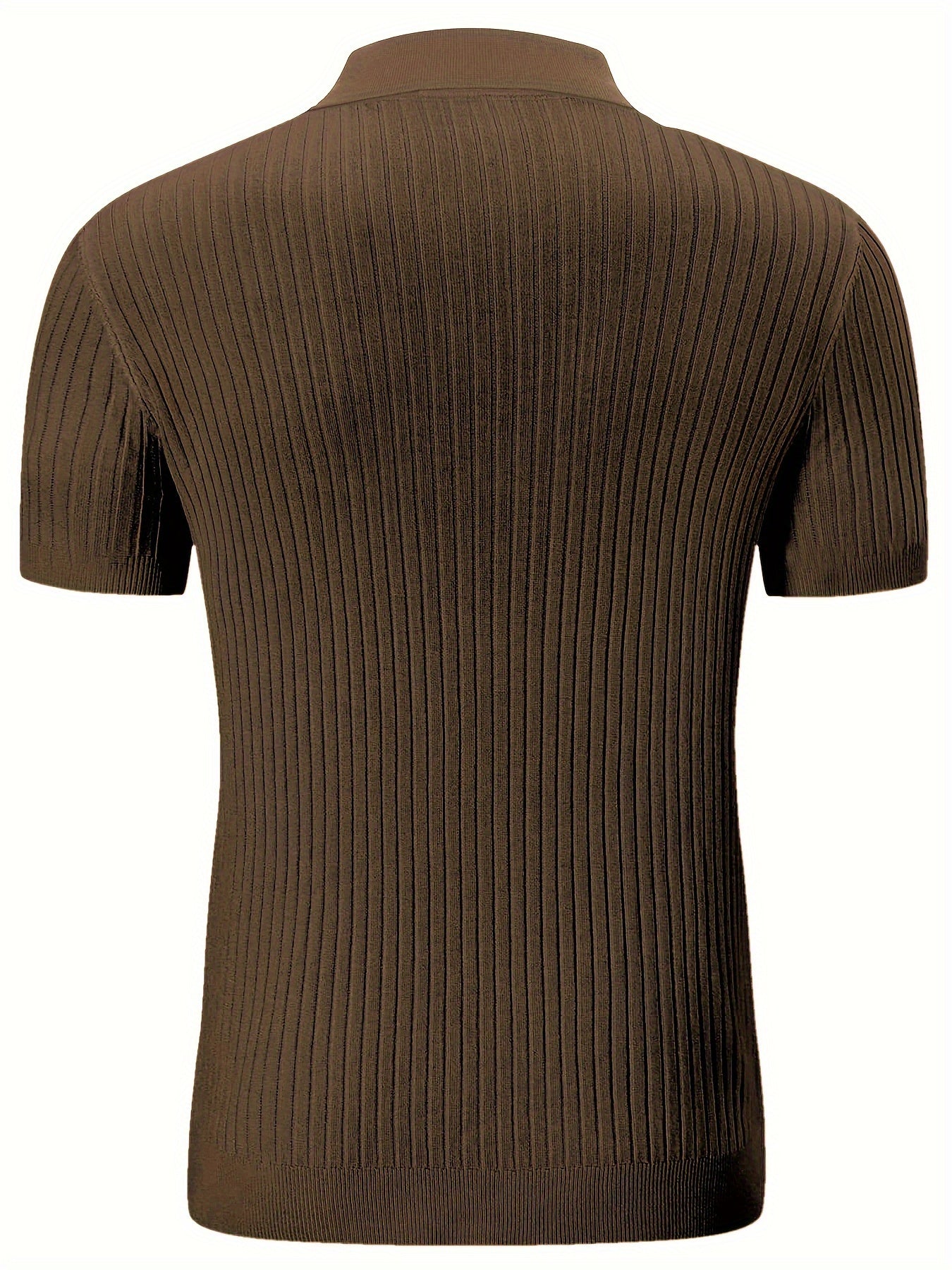 Men's Ribbed And Knit Short Sleeve Lapel Collar Shirt