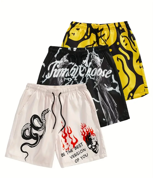 3-Pack Set of Men's Fashion Board Shorts