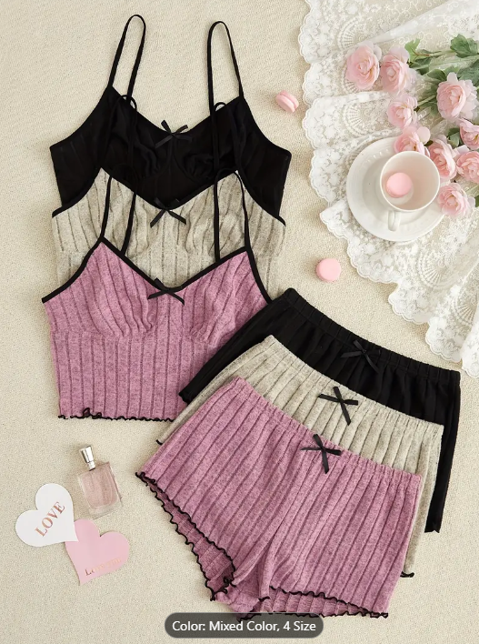3-Pack Womens Ribbed Pajama Set